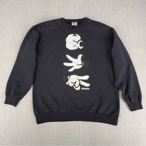 Vintage Booger Kids Mens L Mickey Rock Paper Scissor Crewneck Sweatshirt Grit
